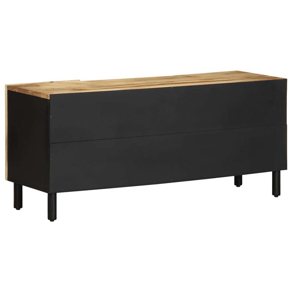 Mueble de TV madera maciza de mango rugosa negro 105x33,5x46