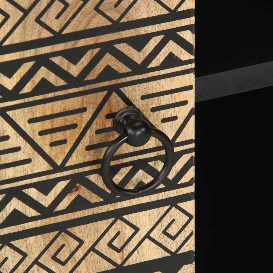 Mueble de TV madera maciza de mango rugosa negro 105x33,5x46