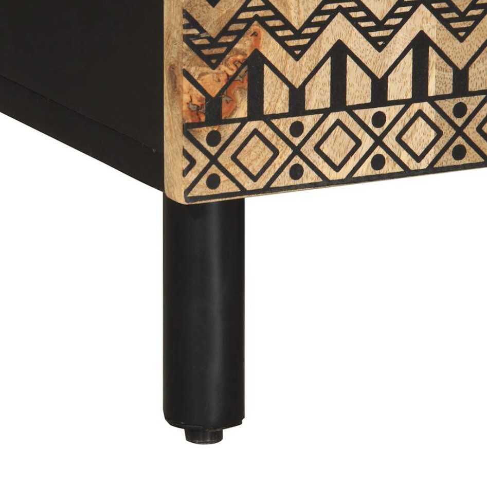 Mueble de TV madera maciza de mango rugosa negro 105x33,5x46