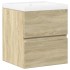 Set de muebles de baño 2 pzas madera contrachapada roble
