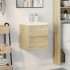 Set de muebles de baño 2 pzas madera contrachapada roble