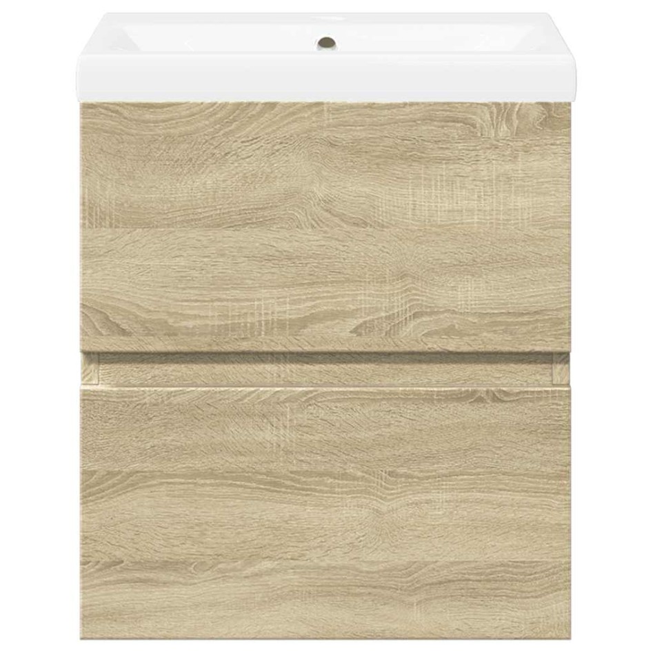 Set de muebles de baño 2 pzas madera contrachapada roble