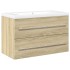 Set de muebles de baño 2 pzas madera contrachapada roble