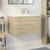Set de muebles de baño 2 pzas madera contrachapada roble
