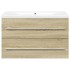 Set de muebles de baño 2 pzas madera contrachapada roble