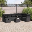 Set de sofás de jardín con cojines 9 pzas ratán sintético negro