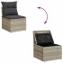 Set muebles jardín 9 pzas y cojines ratán sintético gris