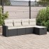 Set de muebles de jardín 5 pzas y cojines ratán sintético