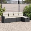 Set de muebles de jardín 5 pzas y cojines ratán sintético negro