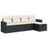 Set de muebles de jardín 5 pzas y cojines ratán sintético