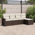 Set comedor de jardín 5 piezas y cojines ratán sintético