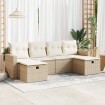 Juego de sofás jardín con cojines 6 pzas ratán sintético beige