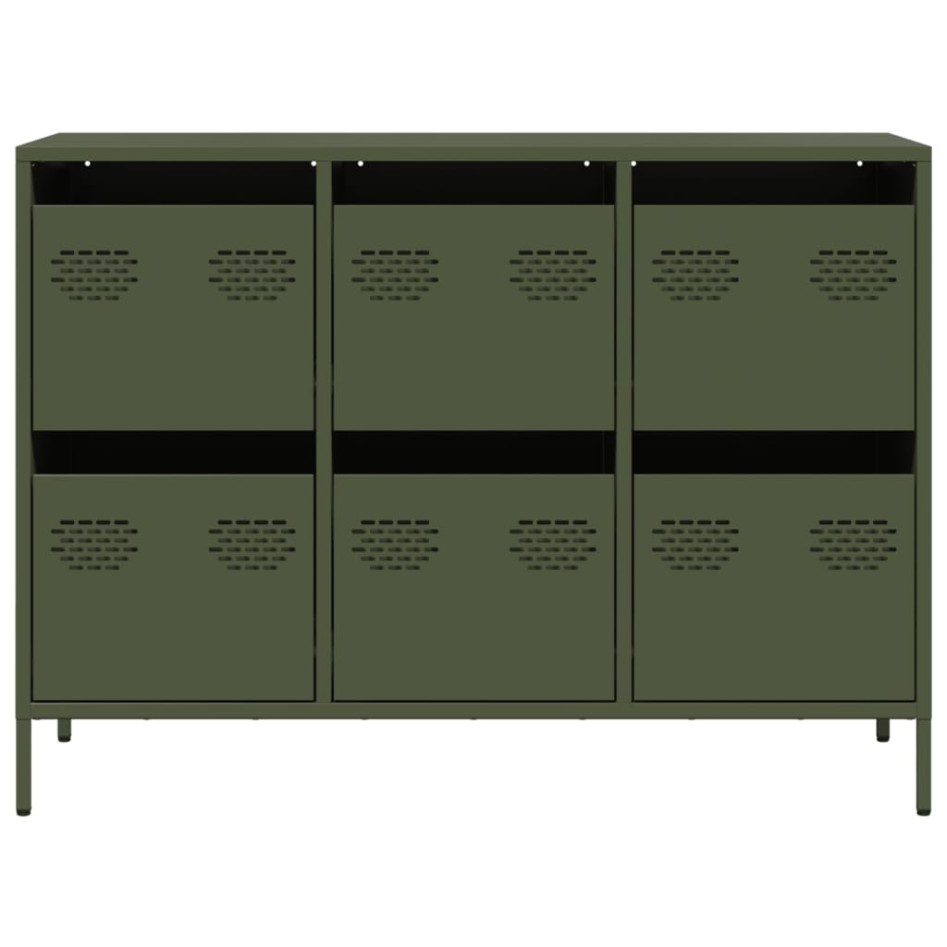 Aparador de acero laminado en frío verde oliva 101,5x39x73,5