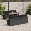 Set de sofás de jardín 7 pzas con cojines ratán sintético negro