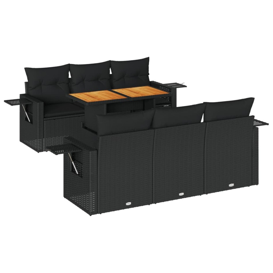 Set de sofás de jardín 7 pzas con cojines ratán sintético