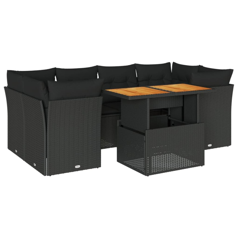 Set de sofás de jardín 7 pzas con cojines ratán sintético