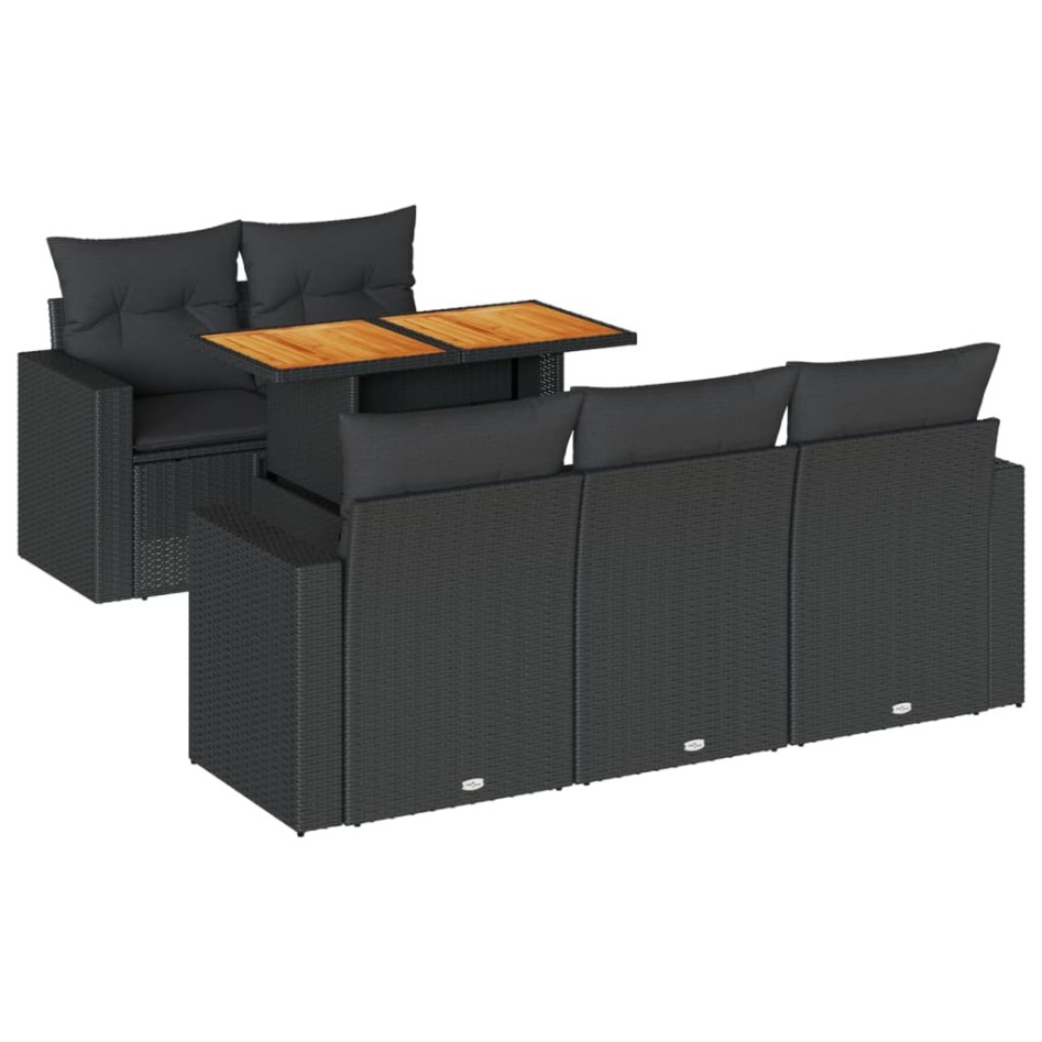 Set de sofás de jardín 6 piezas y cojines ratán sintético