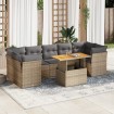 Set de sofás de jardín y cojines 8 piezas ratán sintético beige