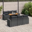 Set de sofás de jardín 7 pzas con cojines ratán sintético negro