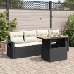 Set de muebles de jardín 5 pzas y cojines ratán sintético negro