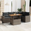 Set de muebles de jardín 6 pzas y cojines ratán sintético gris