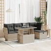 Set de sofás de jardín 6 pzas y cojines ratán sintético gris