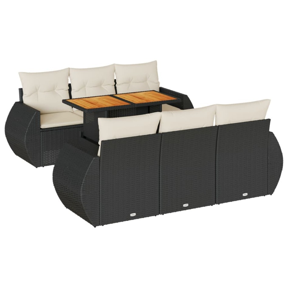 Set de sofás de jardín 7 pzas con cojines ratán sintético