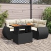 Set de muebles de jardín 5 pzas y cojines ratán sintético negro