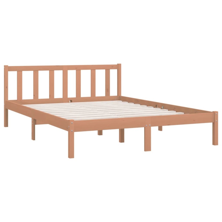 Estructura cama madera maciza marrón miel King Size 150x200