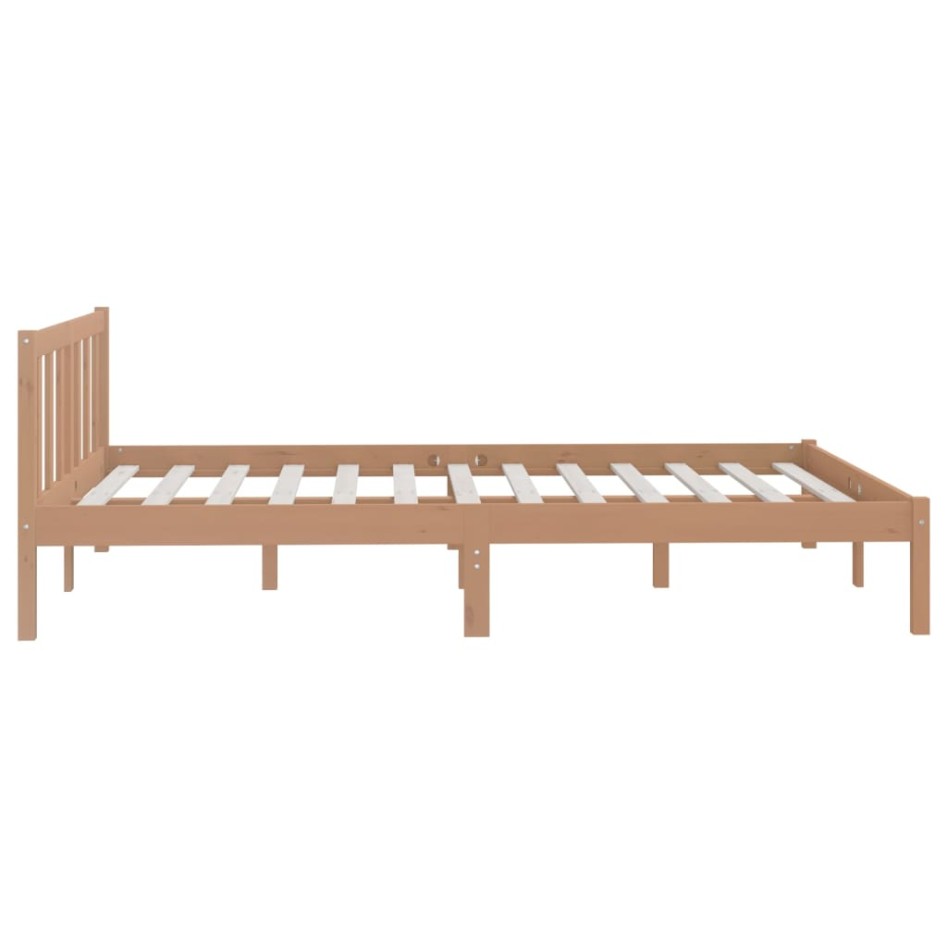 Estructura cama madera maciza marrón miel King Size 150x200