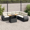 Set de sofás de jardín 7 pzas con cojines ratán sintético negro
