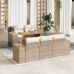 Juego de sofás jardín con cojines 6 pzas ratán sintético beige