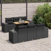 Set de sofás de jardín 7 pzas con cojines ratán sintético negro