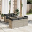 Set de sofás de jardín 6 pzas y cojines ratán sintético gris