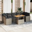 Set de sofás de jardín y cojines 8 piezas ratán sintético gris
