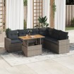 Set de sofás de jardín 7 pzas con cojines ratán sintético gris