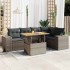 Set de muebles de jardín 6 pzas y cojines ratán sintético
