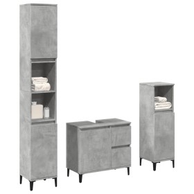 Set muebles de baño 2 piezas madera contrachapada gris
