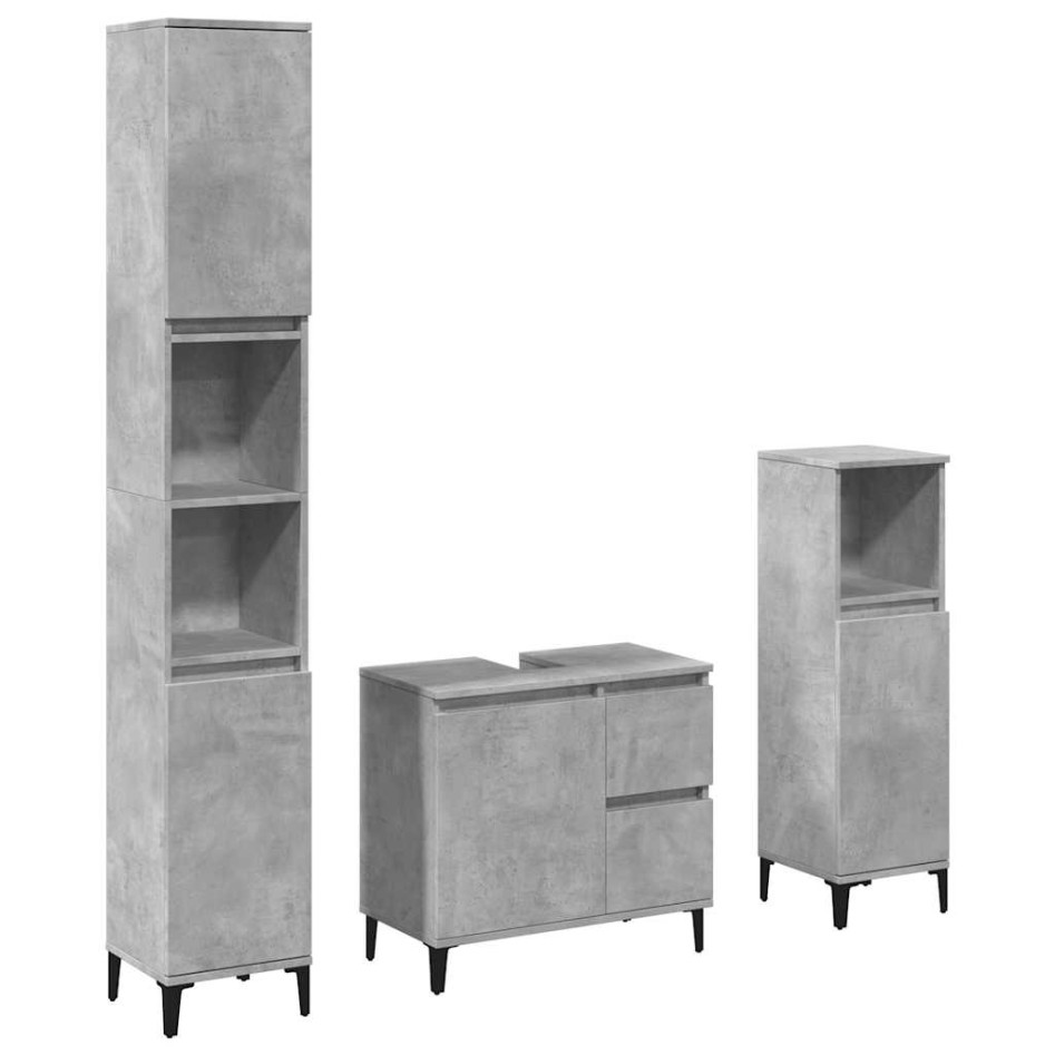 Set muebles de baño 2 piezas madera contrachapada gris