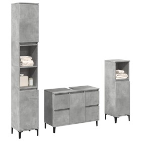 Set muebles de baño 2 piezas madera contrachapada gris