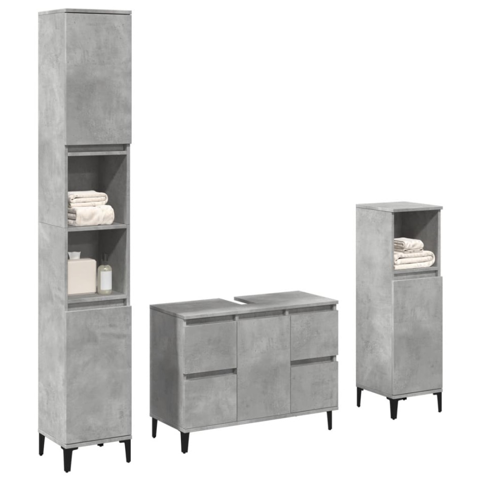 Set muebles de baño 2 piezas madera contrachapada gris