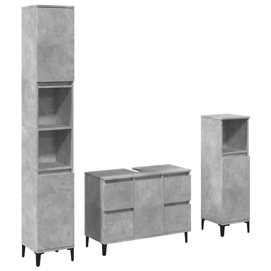 Set muebles de baño 2 piezas madera contrachapada gris