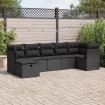 Set de sofás de jardín 7 pzas con cojines ratán sintético negro