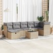 Set de sofás de jardín y cojines 8 piezas ratán sintético beige