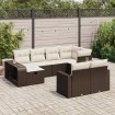 Set de sofás de jardín 10 pzas y cojines ratán sintético marrón