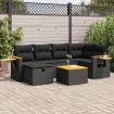 Set de sofás de jardín 7 pzas con cojines ratán sintético negro