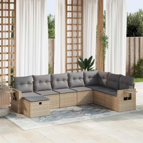 Set de sofás de jardín y cojines 8 piezas ratán sintético