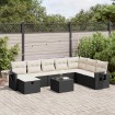 Set de sofás de jardín con cojines 9 pzas ratán sintético negro