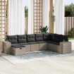 Set de sofás de jardín y cojines 8 piezas ratán sintético gris