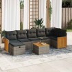 Set de sofás de jardín y cojines 8 piezas ratán sintético gris